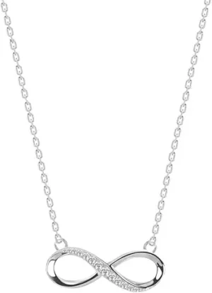 Clara 925 Sterling Silver Infinity Pendant Chain Necklace | Rhodium Plated, Swiss Zirconia | Gift for Women and Girls