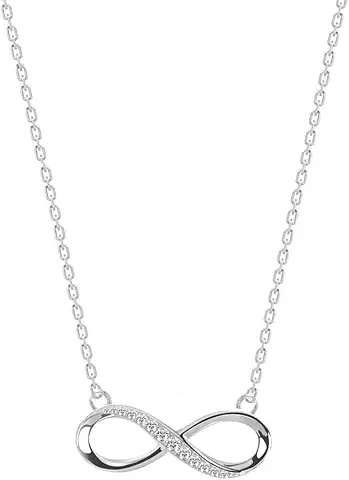 Clara 925 Sterling Silver Infinity Pendant Chain Necklace | Rhodium Plated, Swiss Zirconia | Gift for Women and Girls