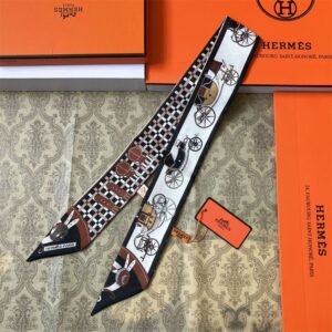 Hermes Ribbon scarf NO:SS102-4 Material:Satin